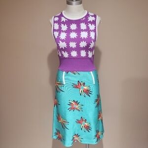 Issa Vintage Sleeveless 2-Tone splash dress Size S